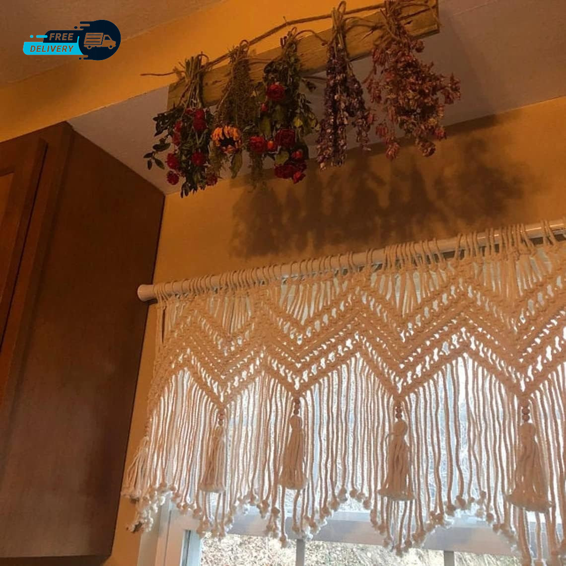 Boho Valance Macrame Curtains for Windows Macrame Valance for Bedroom