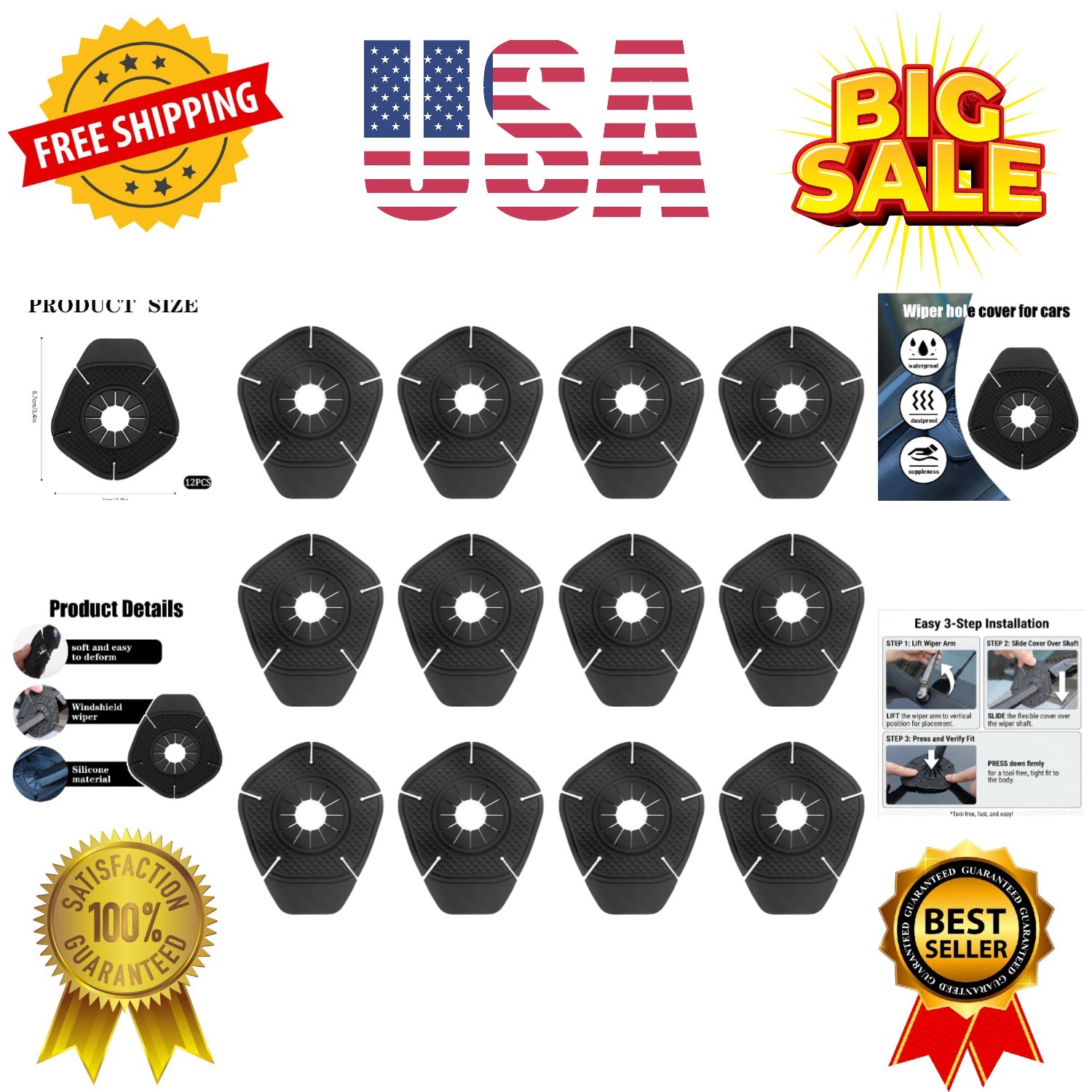 12pcs Universal Silicone Wiper Pivot Guards, and Arm Hole Protection for Car…