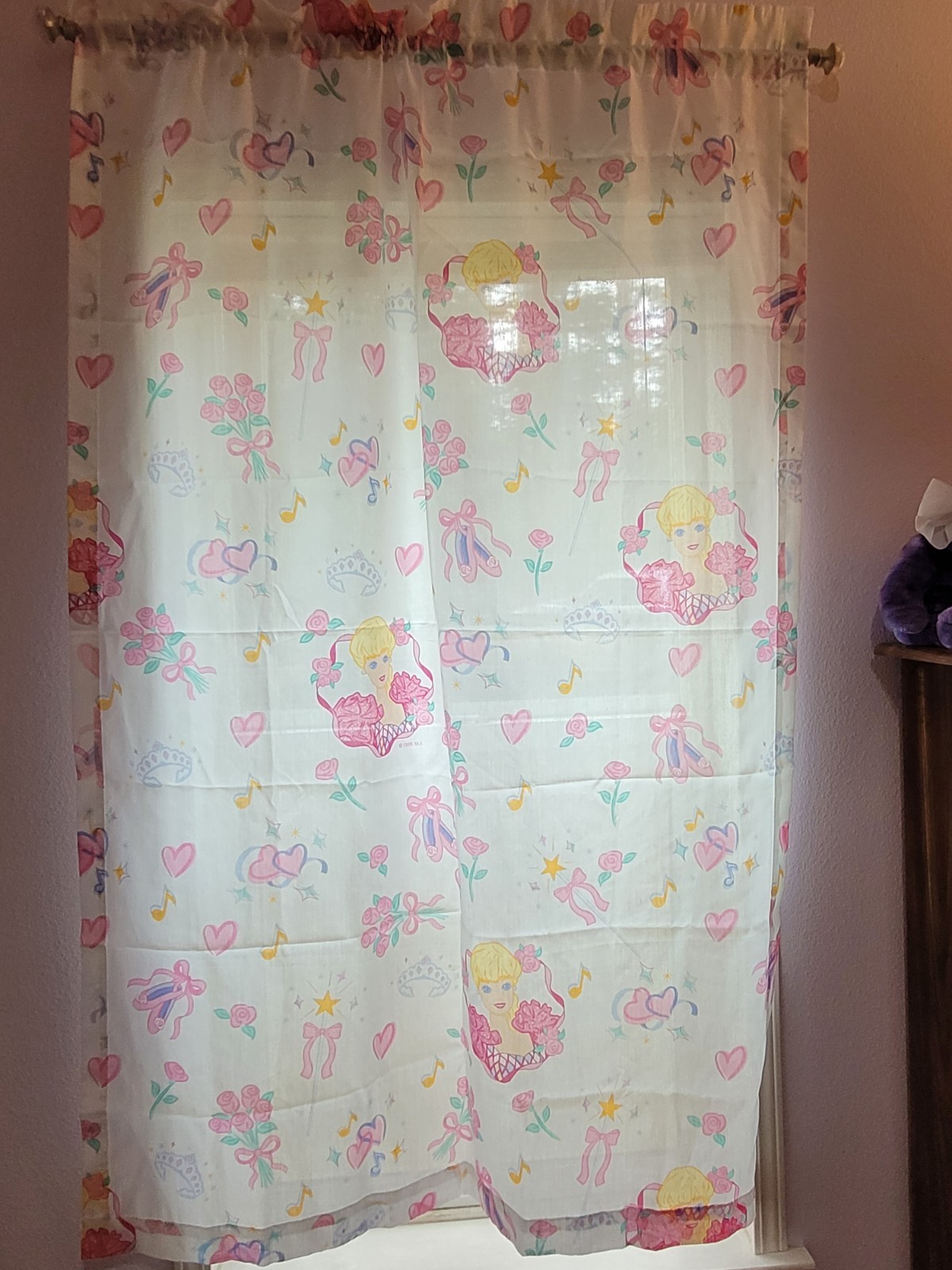 Dan River Barbie Ribbons &Rose’s 1995 Curtain Panels Size 3 x 6 Ft vintage