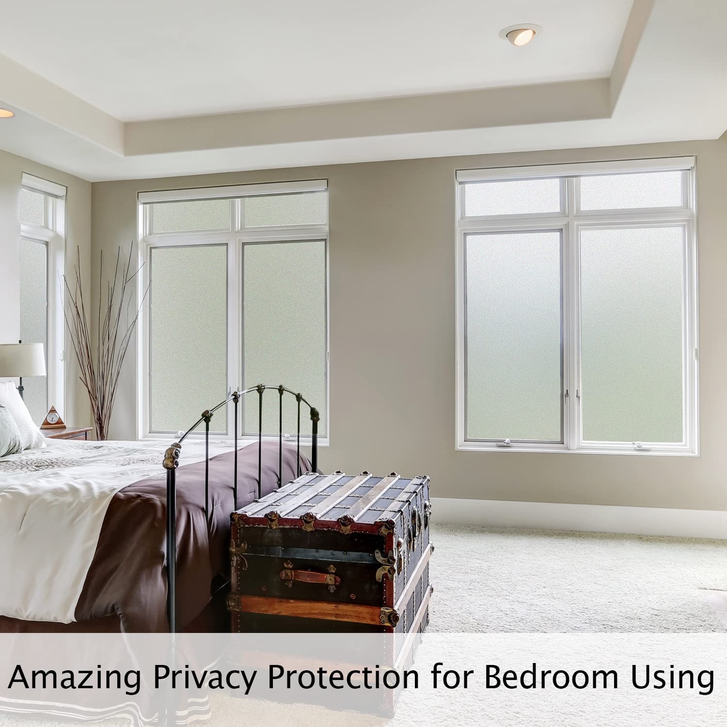 HIDBEA Frosted Window Privacy Film Heat Control 17.5 Inch x 6.5 Feet,