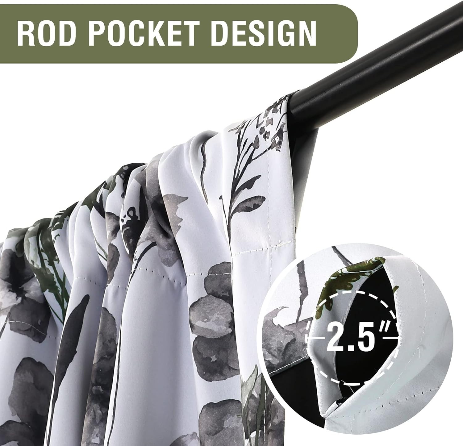 100% Blackout Tie Up Curtains 42″W x 45″L (Pack of 1) Cattleya in Grey/Taupe