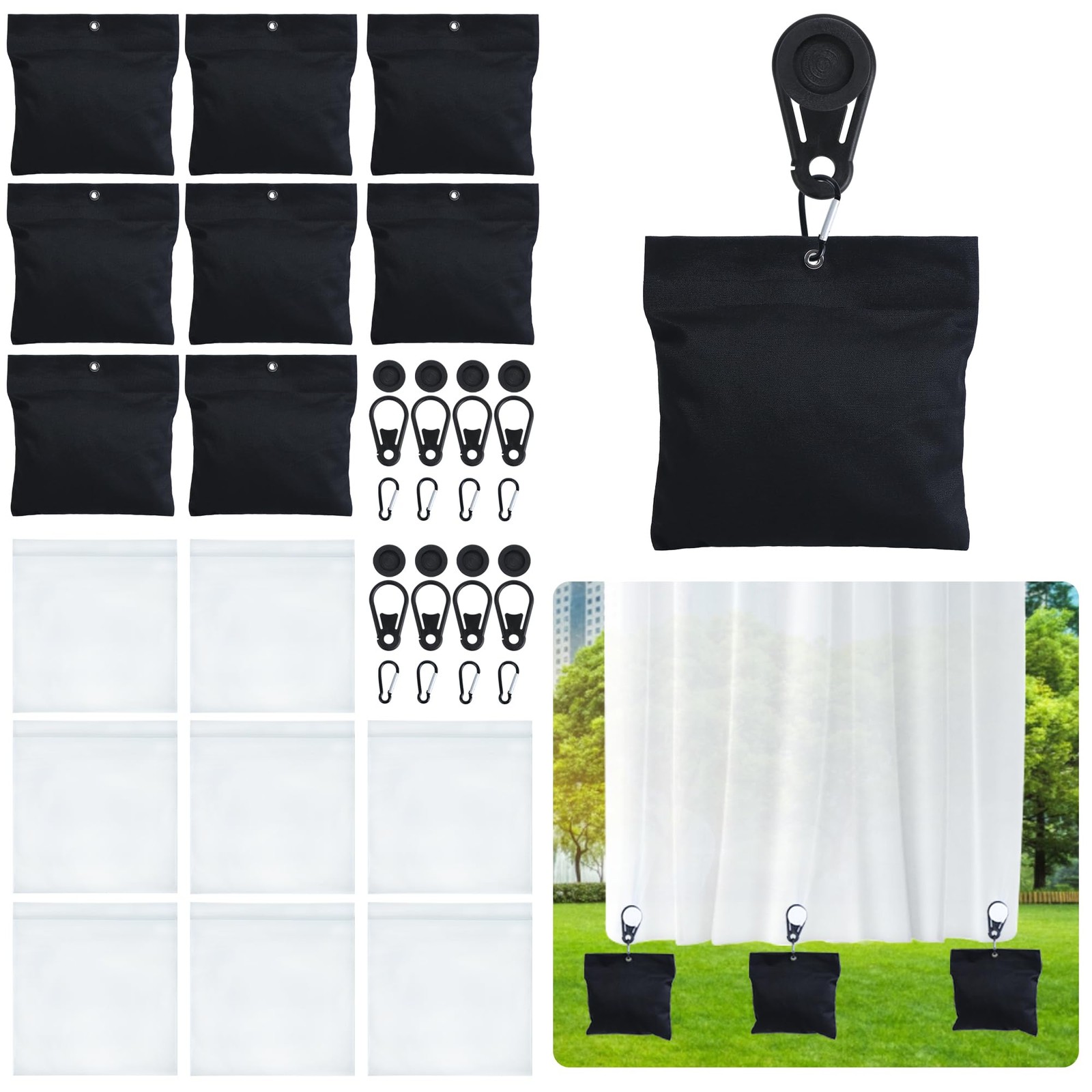 8 Pack 3.8LB Outdoor Curtain Weights, 8″x8″ Curtain Weights Bag Drapery Weigh…