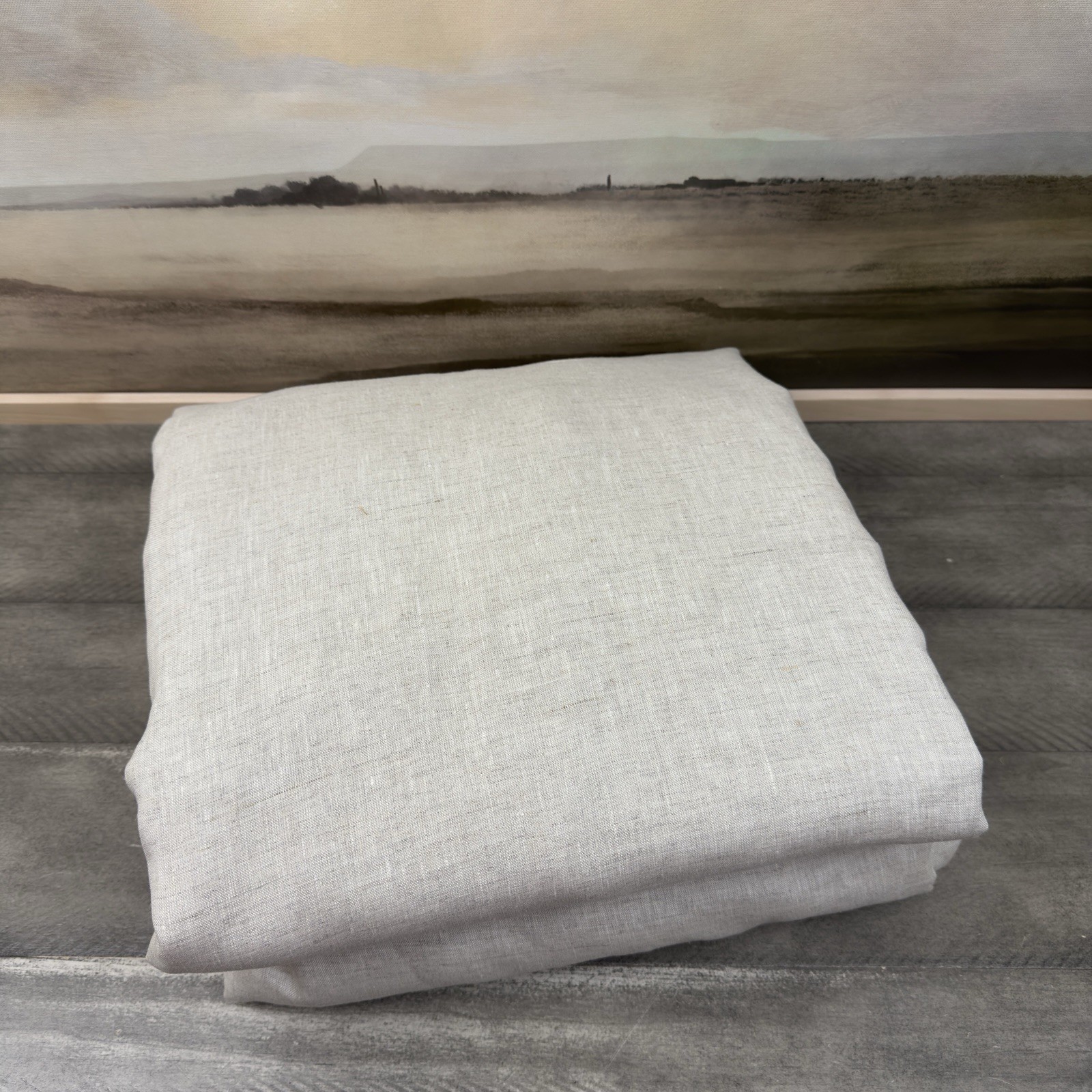 West Elm (1) Pleated European Flax Linen Blackout Curtain 48”x96” Natural Flax