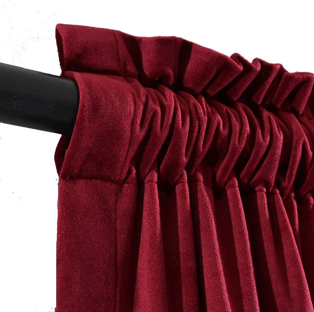 Set di 2 Pannelli di Tende in Velluto Nero Pom Poms per Camera da Letto