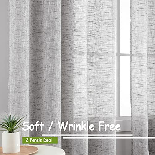 Grey Semi Sheer Curtains for 52″W x 63″L (Pack of 2) Soft Grey-rod Pocket