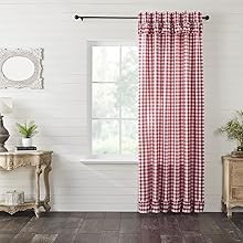 Annie Buffalo Check Cotton Farmhouse Curtains Rod Pocket Drawstring Ties