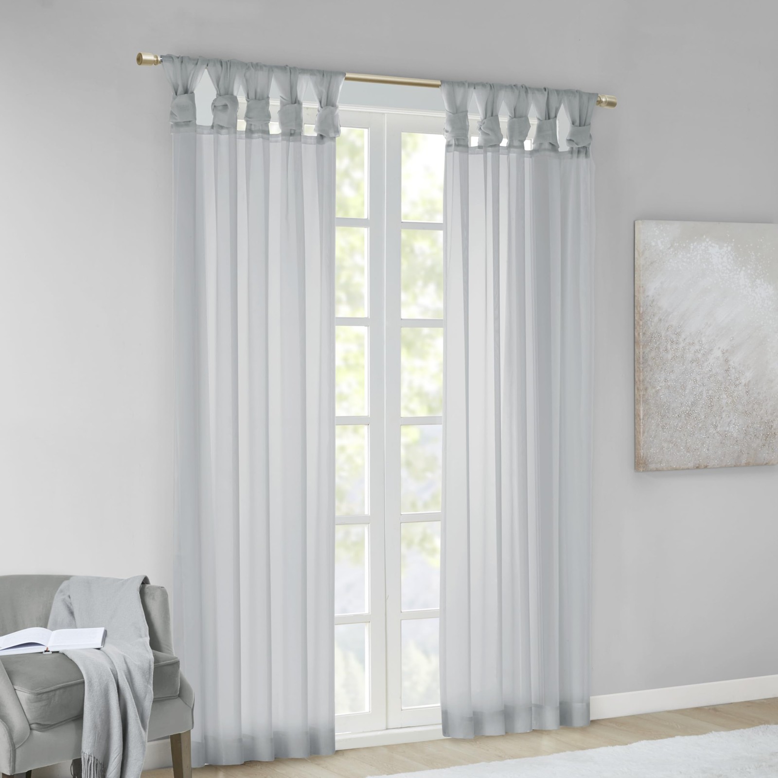 Ceres DIY Twisted Tab Sheer Curtain, Pair Panels, Lightweight Window Treatmen…