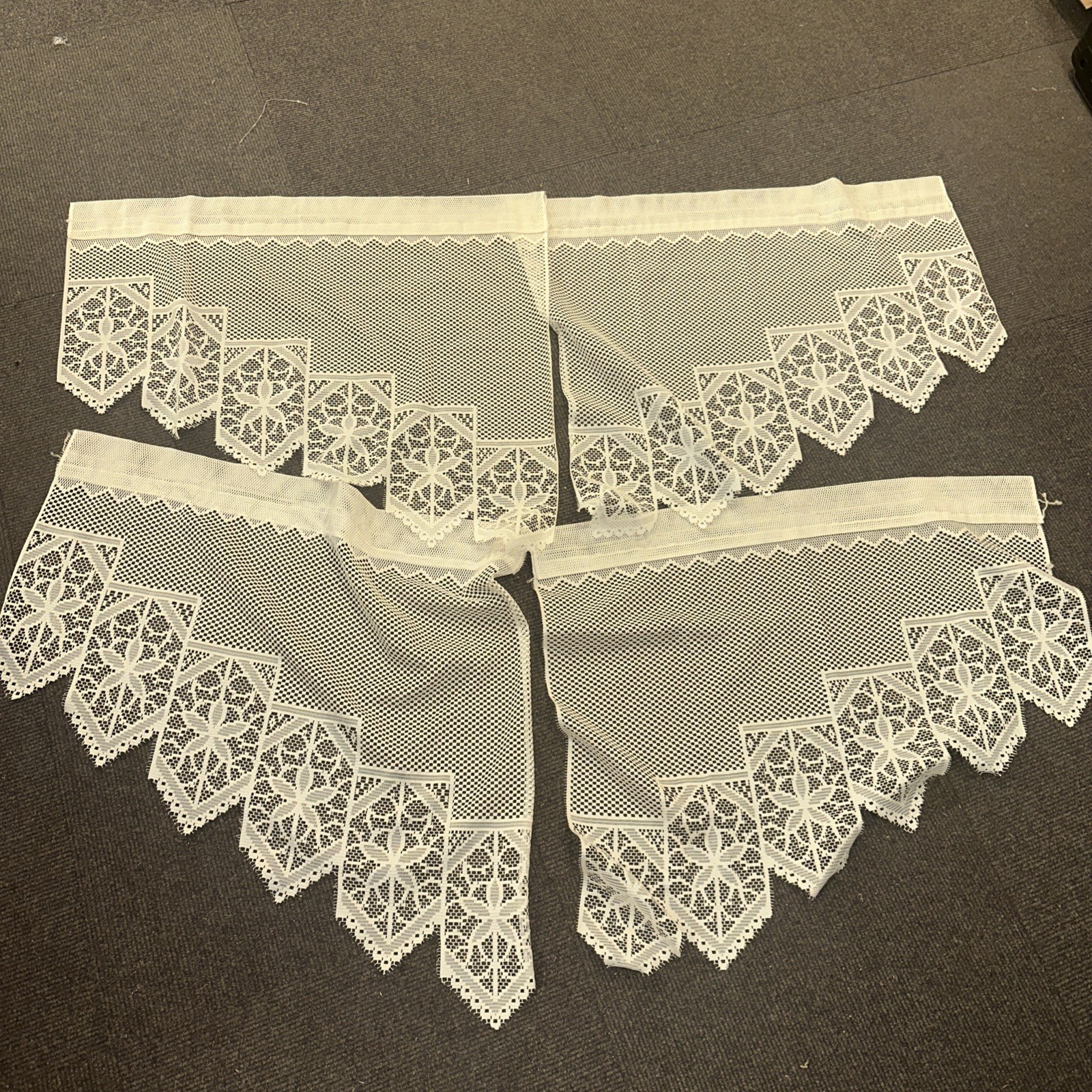 White Lace Floral & Motif Kitchen Window Curtains Pair Swag Panel Lot Of Two69