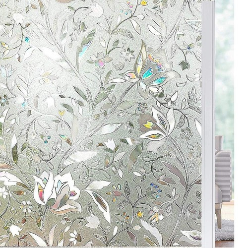 3D Static Cling Tulip Flower Film Privacy Glass Window Vinyl No-Glue Films