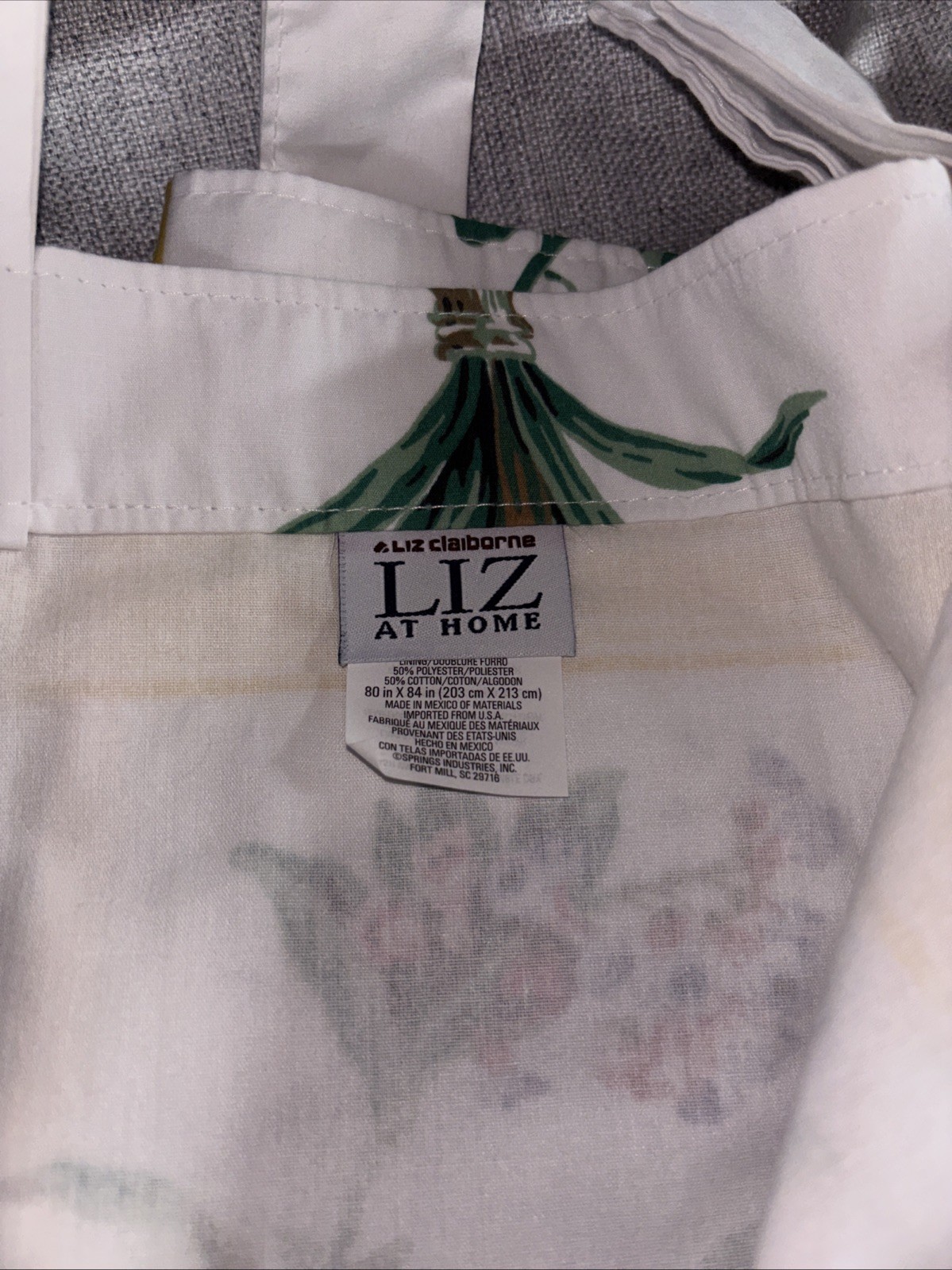 Two Vintage Liz Claiborne In Full Bloom Tab Top Drapery Panels