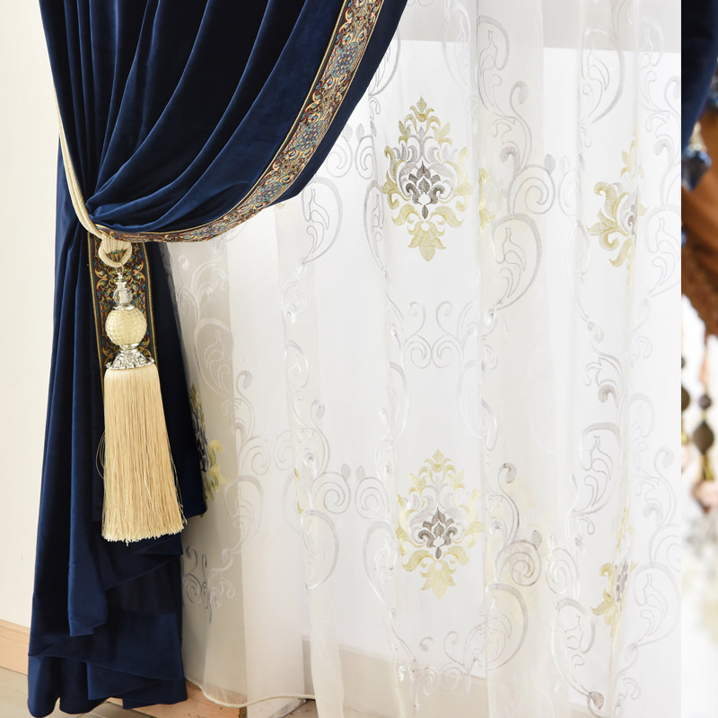 high class European thicken solid blue Italy velvet blackout curtain E919