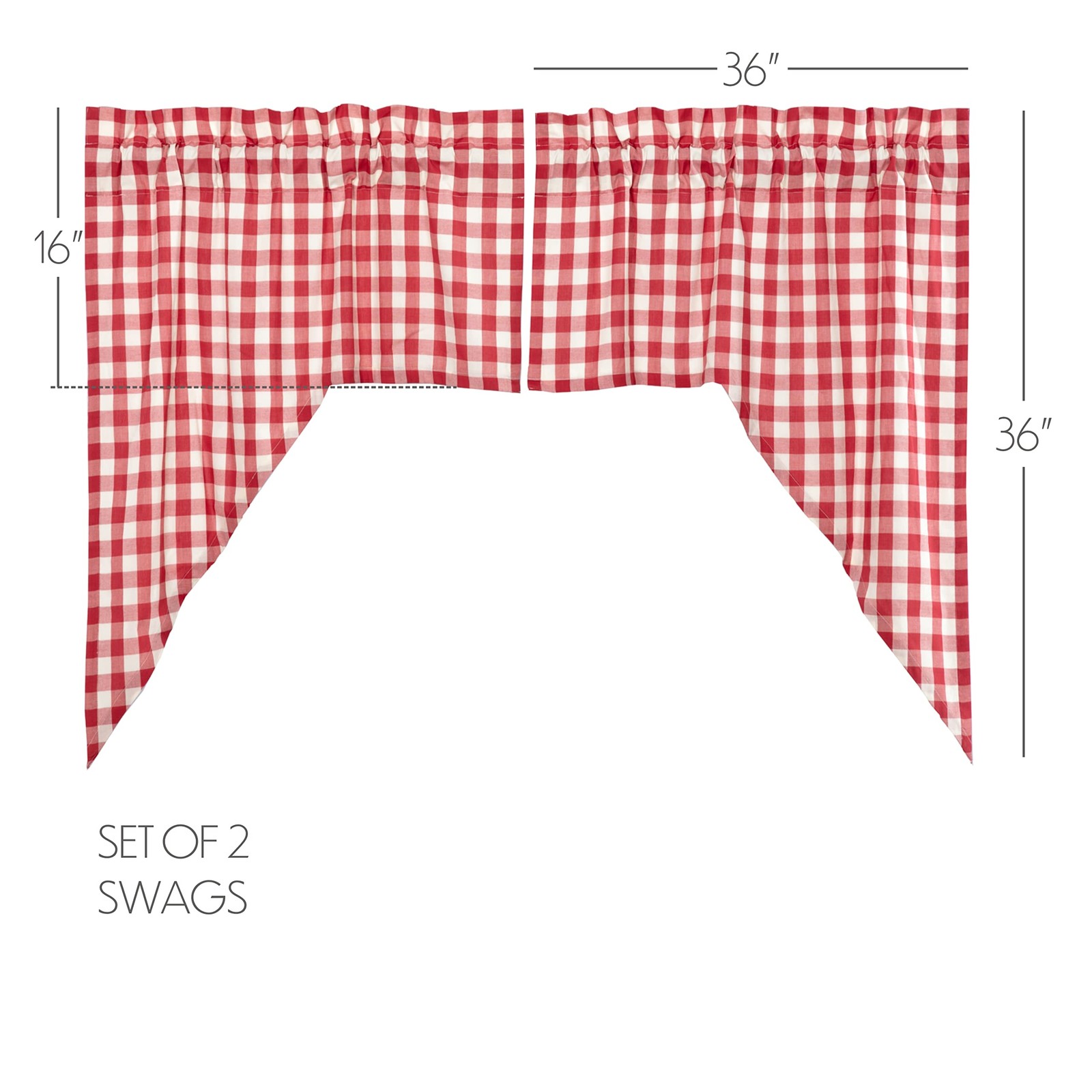Annie Buffalo Check Cotton Farmhouse Kitchen Curtains Rod Pocket Hanging Loop…