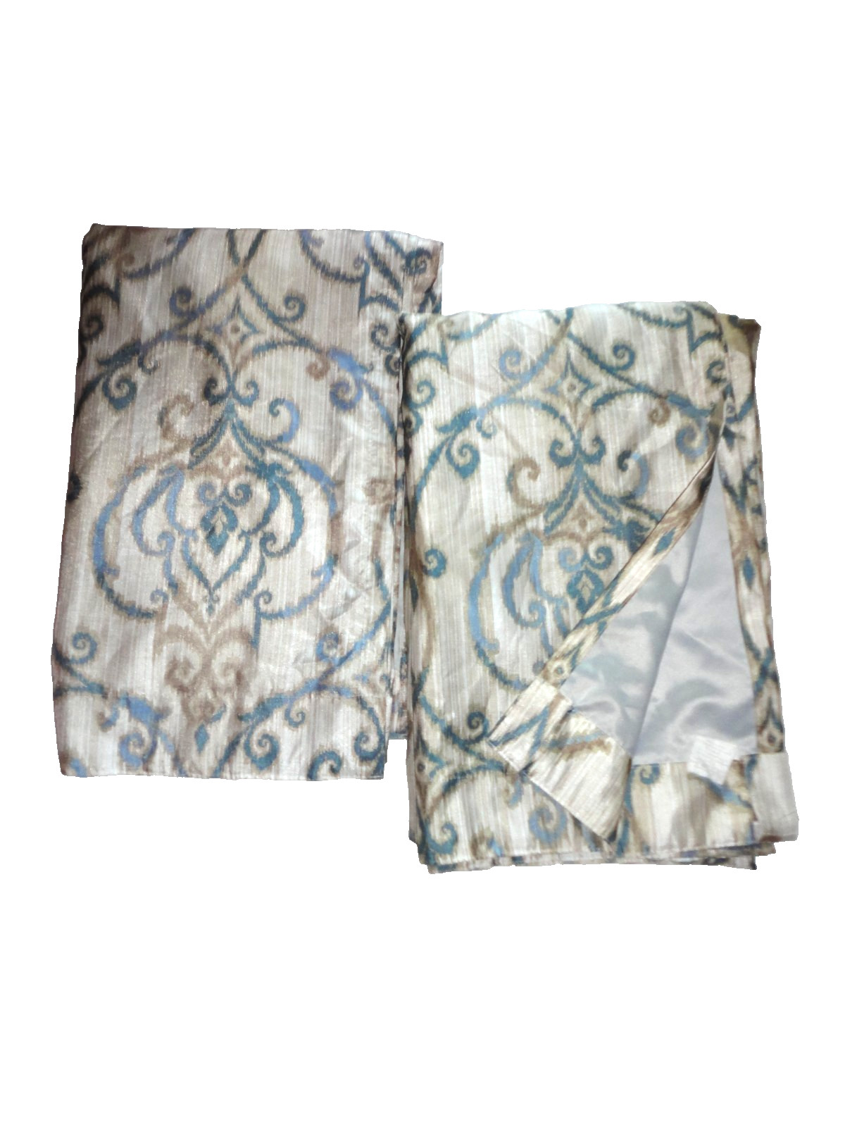BETTER HOMES PERSIAN DAMASK TEAL BLUE ROOM DARKENING (2) WINDOW PANELS 50 X 82