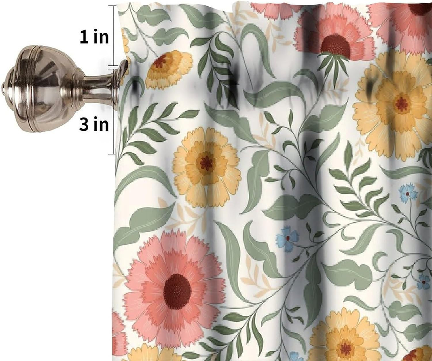 Spring Summer Floral Valance, Beautiful Yellow Orange Bloom Pattern William Morr