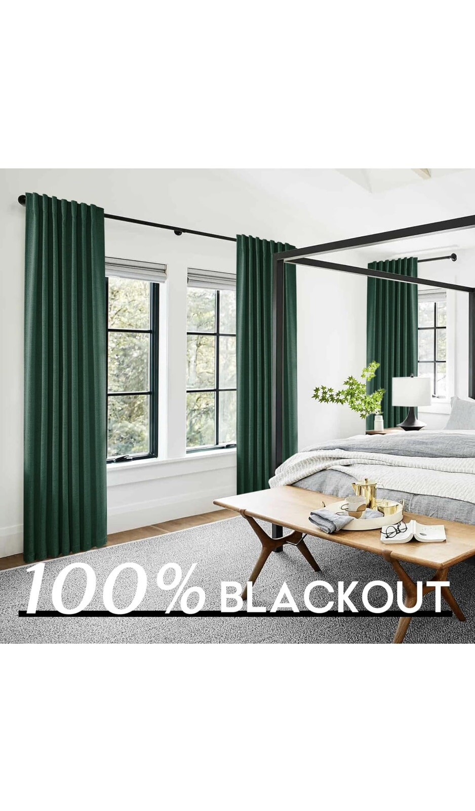 Curtains for bedroom black out Forest Green