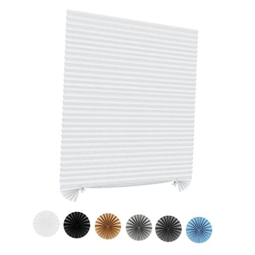 Window Blinds Cordless No Drill Cut to Size Clip On 35″W x 59″H White – 1 Pack