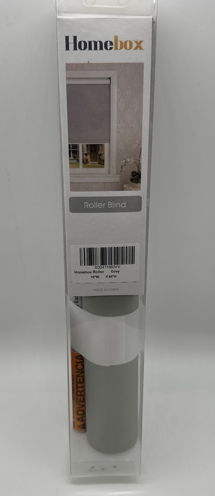 NEW Homebox Roller Blind Grey Size 10″W x 64″H