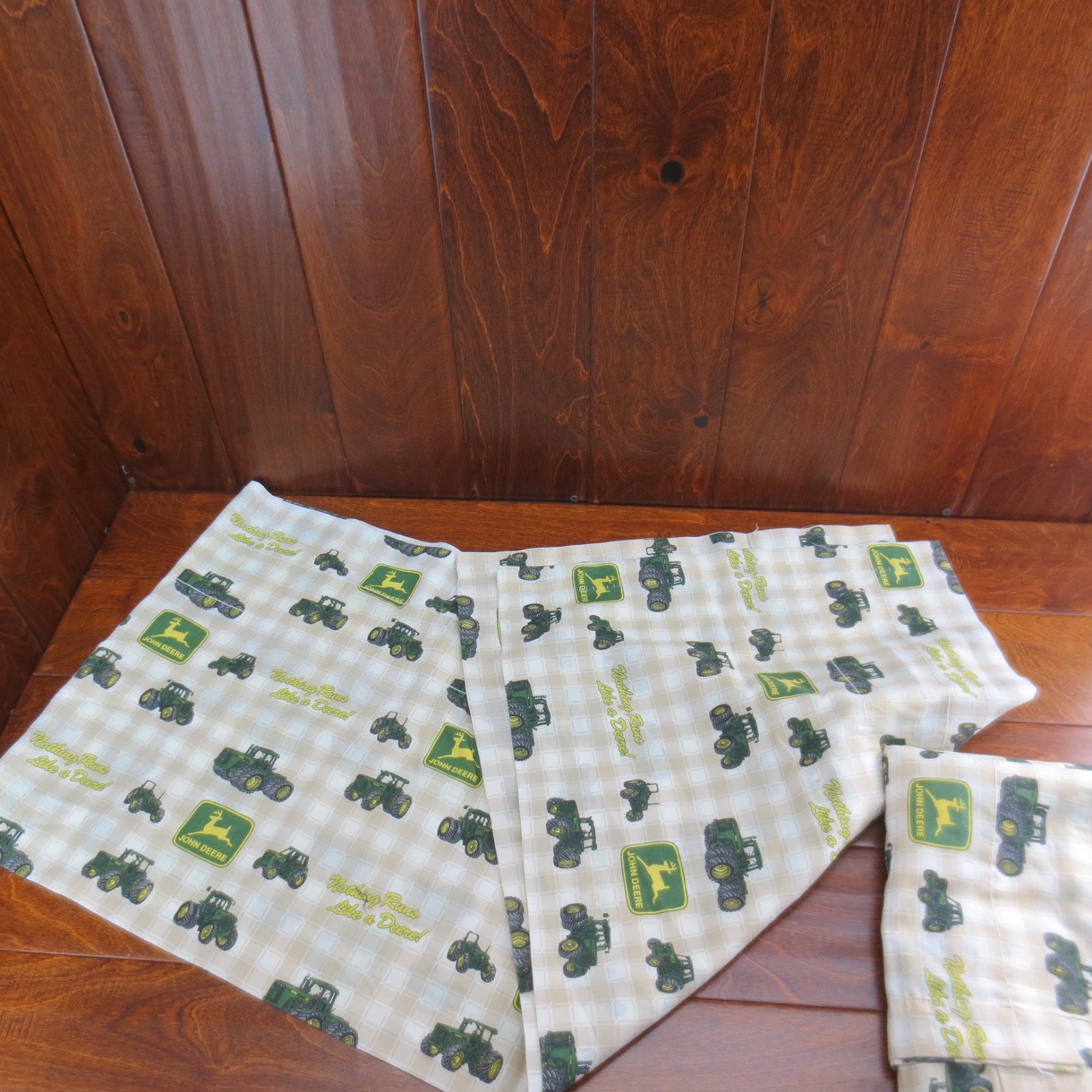 Lot Of 2 John Deere Window Curtain Valance 84”x 17.5” Logo & Tractors