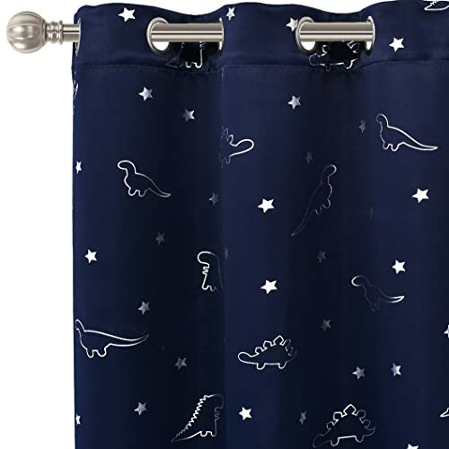 BLACKOUT CURTAINS Dinosaur Star Foil Kids Room Thermal Insulated 2 Pcs LORDTEX
