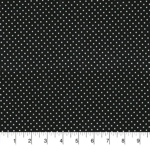 LINED WINDOW VALANCE CURTAIN 42 X 15 BLACK & WHITE POLKA DOTS RETRO