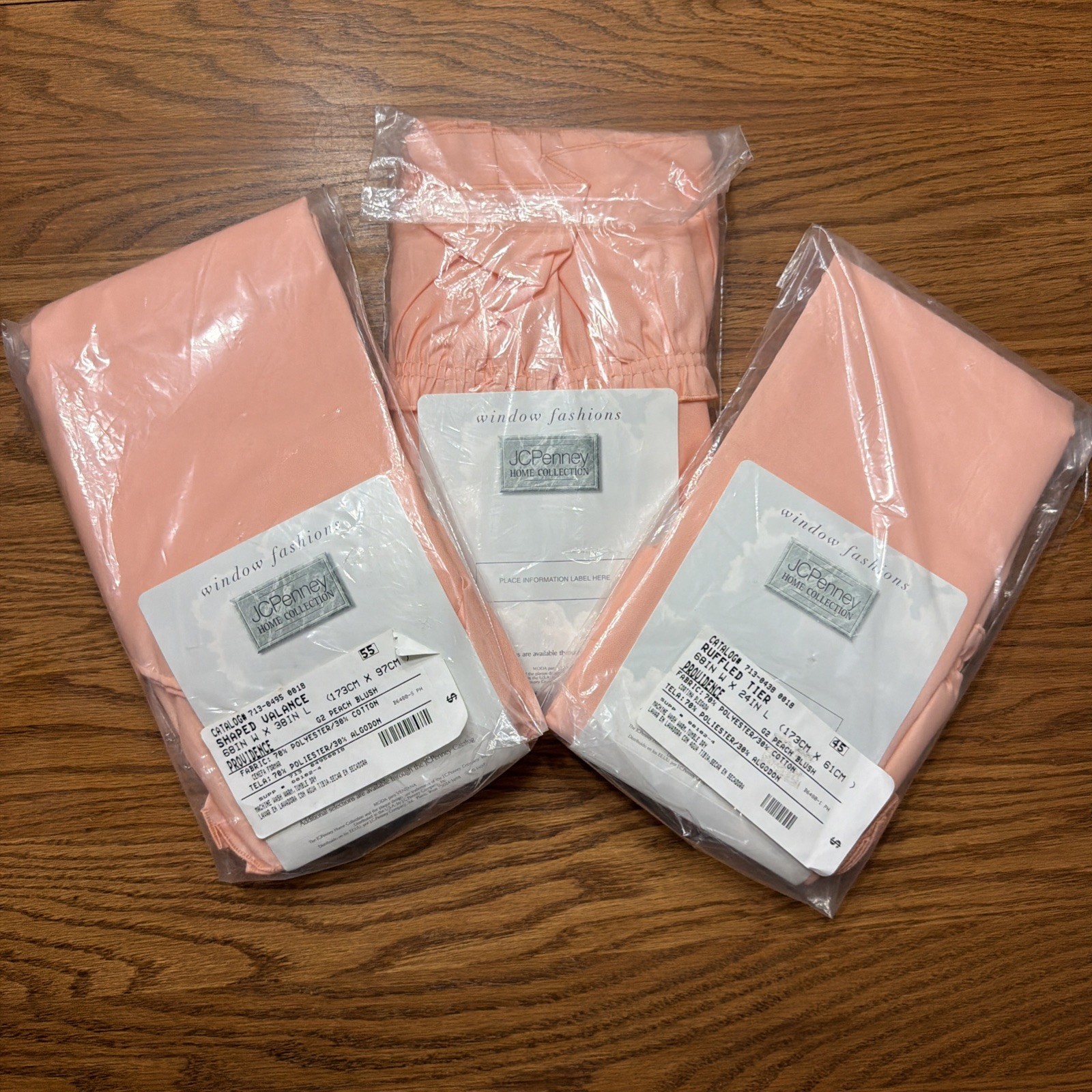 New JCPenney Home Collection Peach Blush Providence Curtain Valance Ruffled Tier