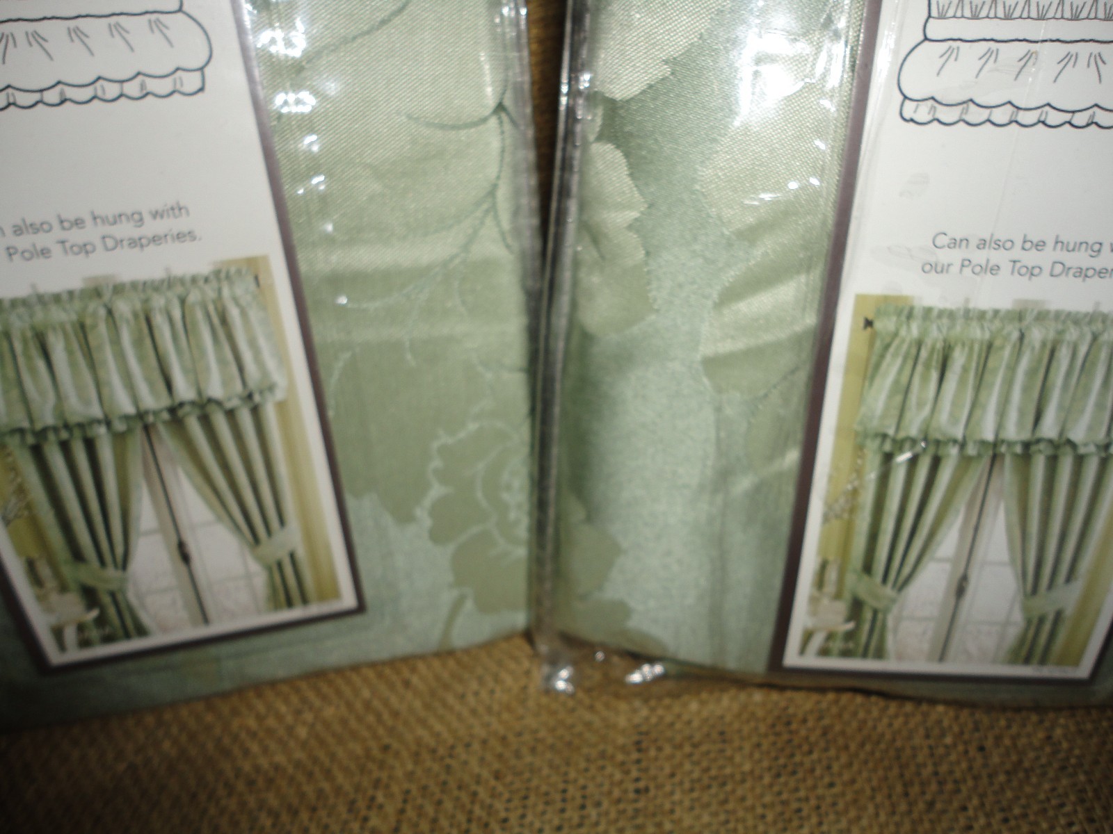 CROSCILL DANA JACQUARD LAYERED SCALLOPED VALANCE LIGHT SAGE GREEN 52 X 16 NEW