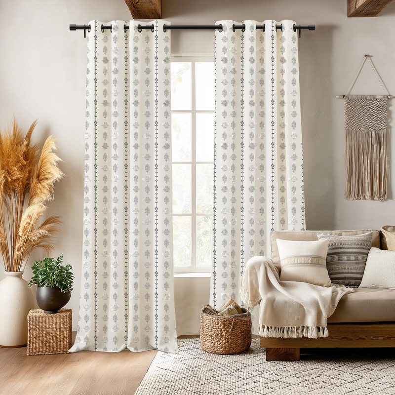 Lino Rosa Farmhouse Curtains For Living Room Floor To Ceiling 8Ft 8 Foot Cream