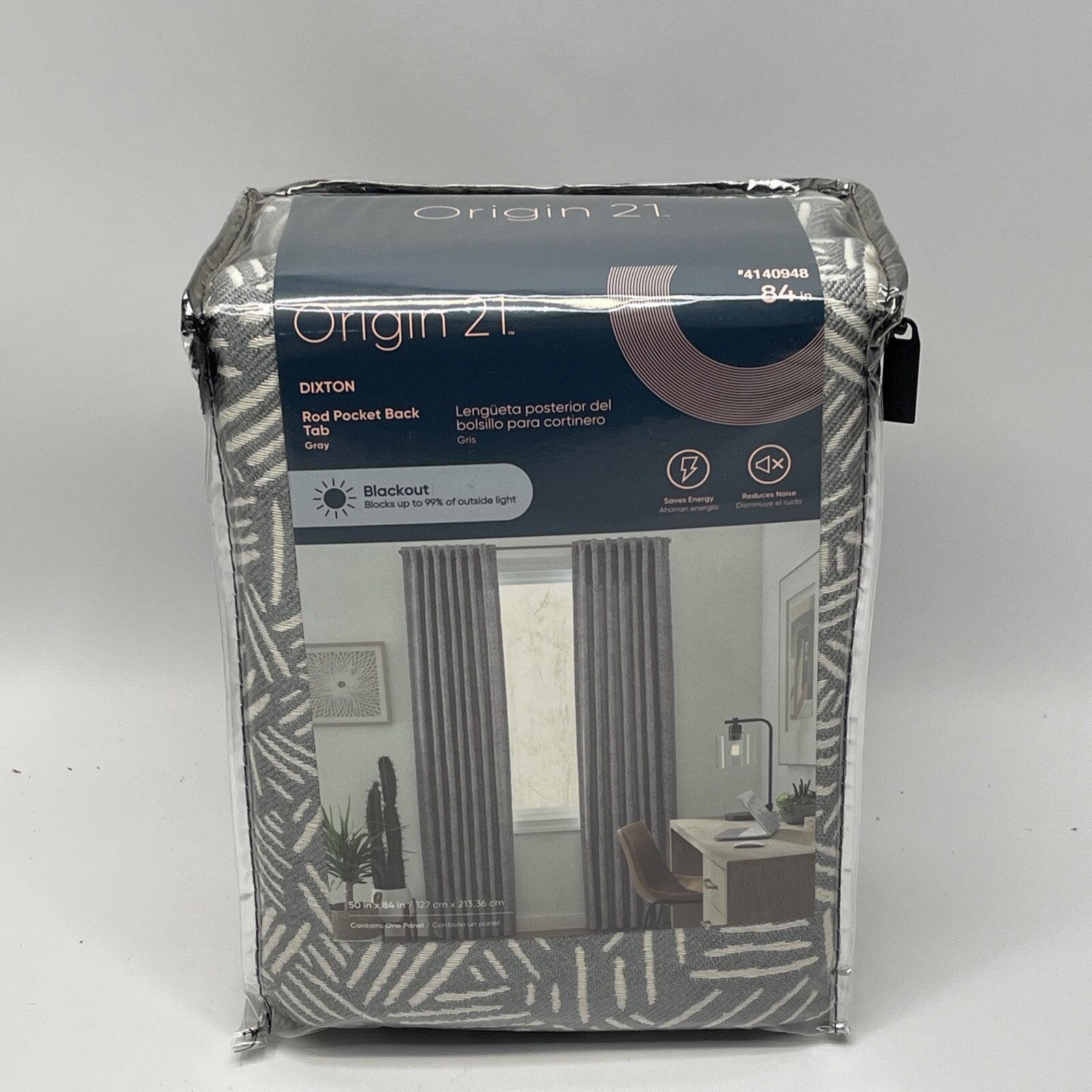 Origin 21 84-in Grey Abstract Room Darkening Thermal Lined Back Tab Single Panel