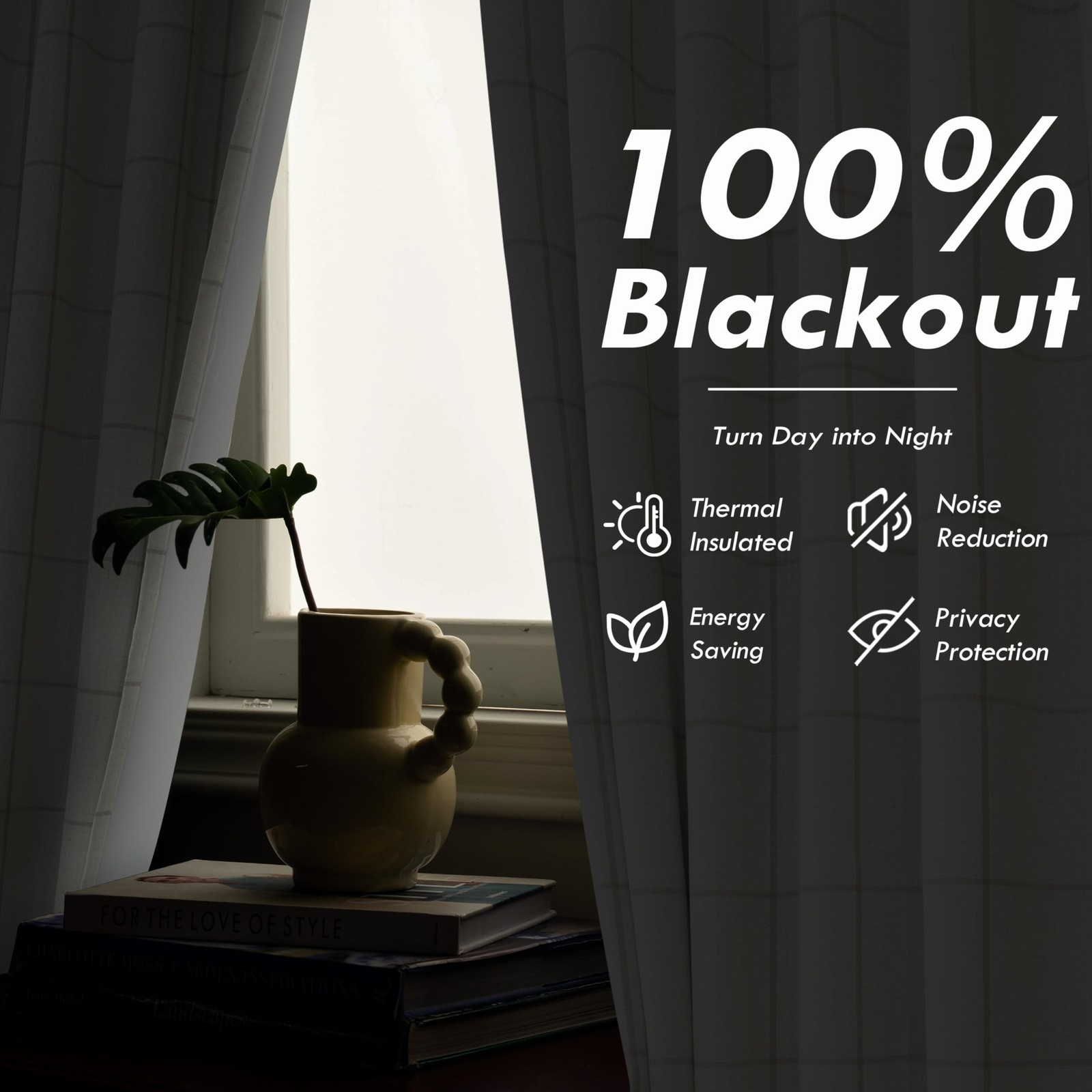 100% Blackout Windowpane Plaid Linen Curtains Double Layer Farmhouse Drapes 8…