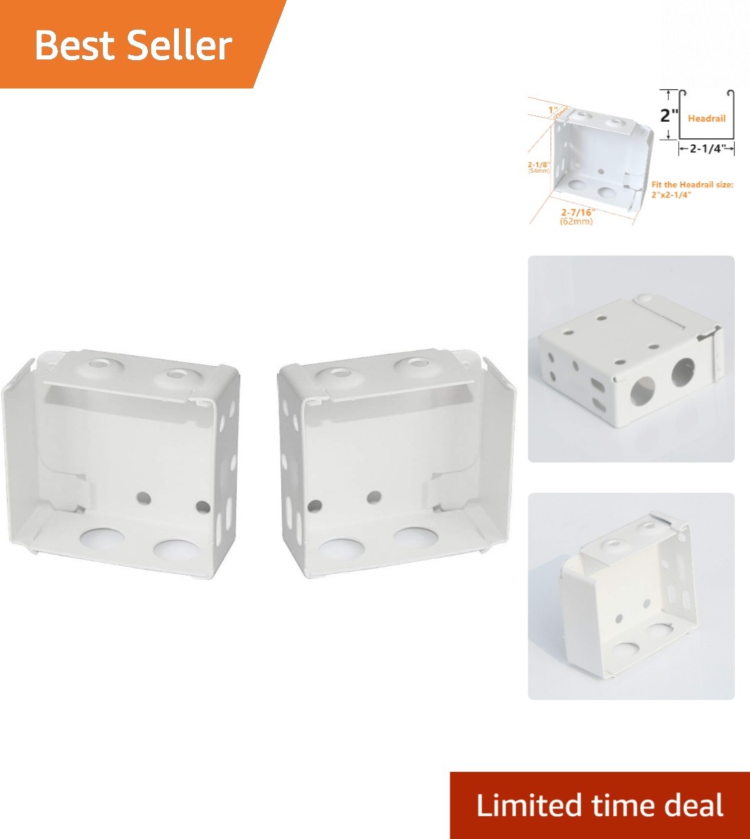 Versatile 2-Pack Window Blinds Brackets for Inside/Outside Mount – White Finish