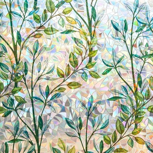 Window Privacy Film Window Film 3D No Glue Glass 17.5 Inch x 6.5 Feet Foliage