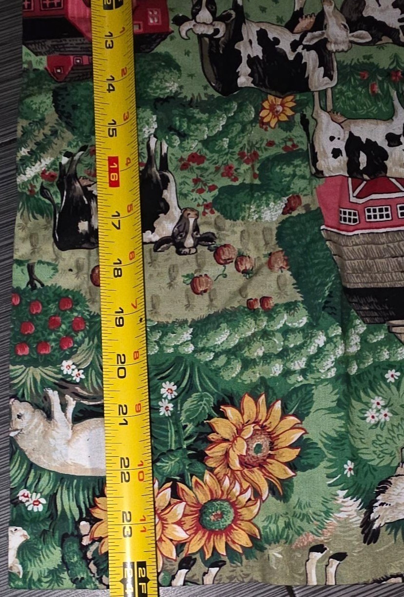 Kitchen Curtains w/ Valance Farm-Themed Cow & Barnyard Print 2ft W Valance 34L