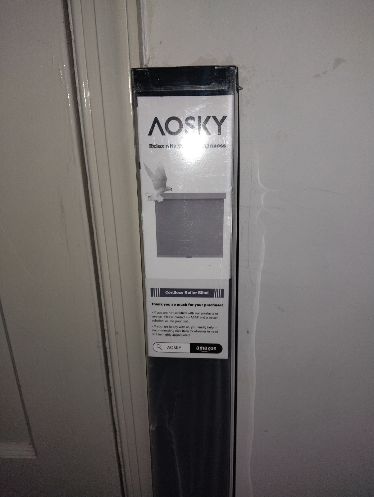 AOSKY Cordless Roller Shades Blackout Blinds (48″ W x72″ H, Black)