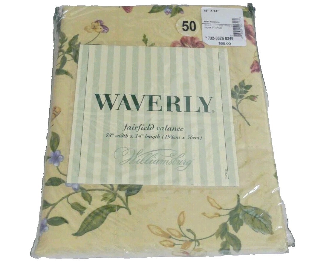 NOS Waverly Scalloped Valance Blair Garden Sunshine Floral 78×14 Cottagecore