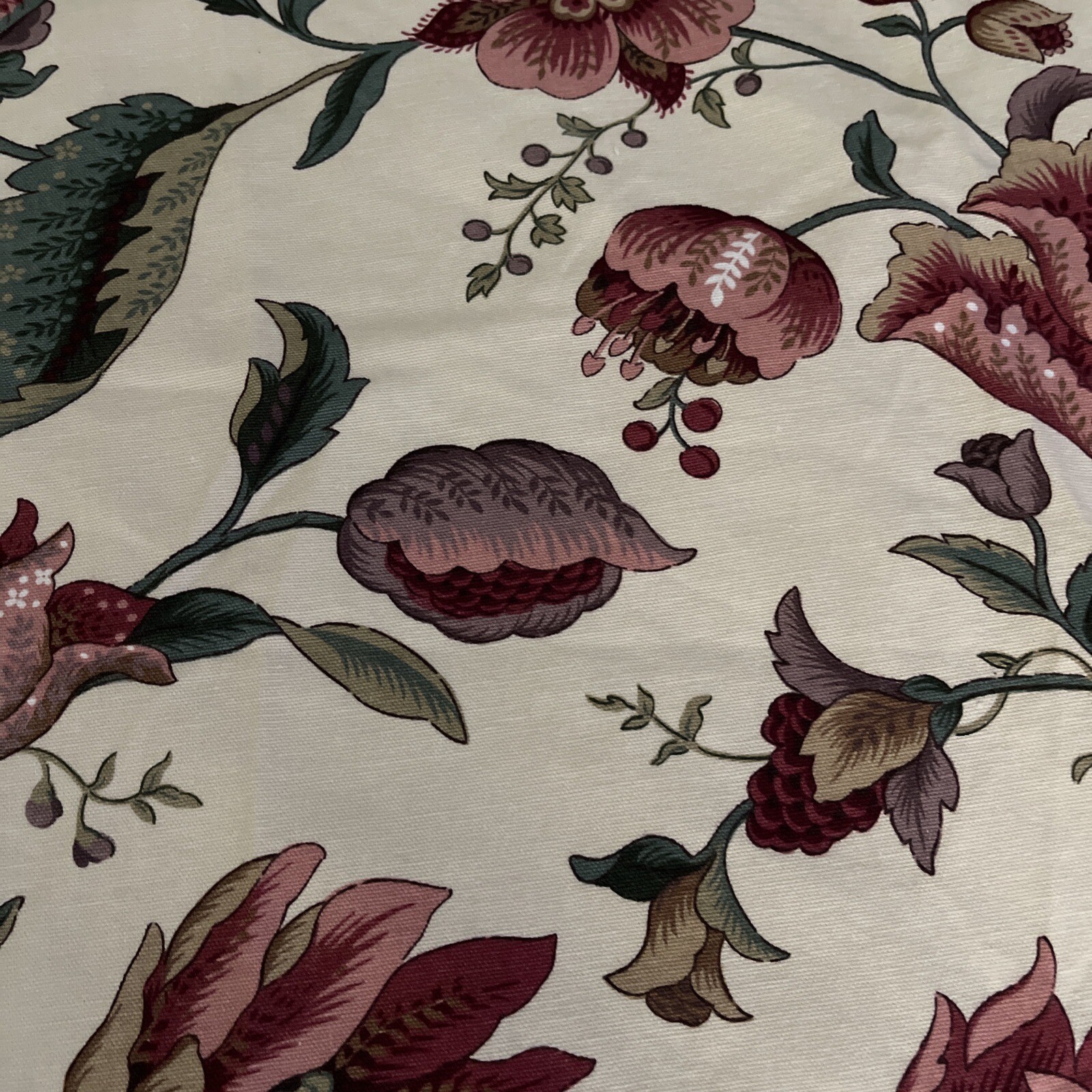 Custom Luxury Valance Curtains Burgundy Beige Floral Pattern Print (1)