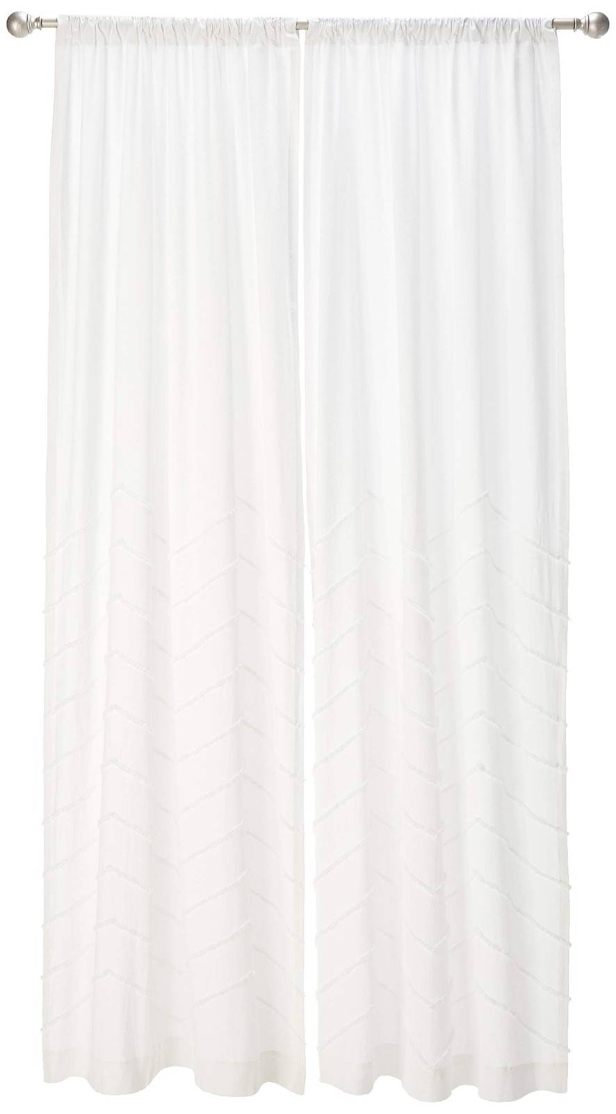 Lush Decor White Chenille Chevron Window Curtain Panel Pair (95″ x 40″)