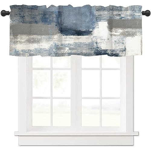 Abstract Paint Art Graffiti Valance Curtains for 18″W x 54″L (Pack of 1) Blue
