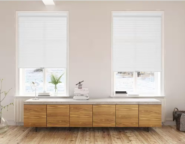 White Polyester 35 in.W x 72 in.L Light Filtering Cordless POSH Honeycomb Shade