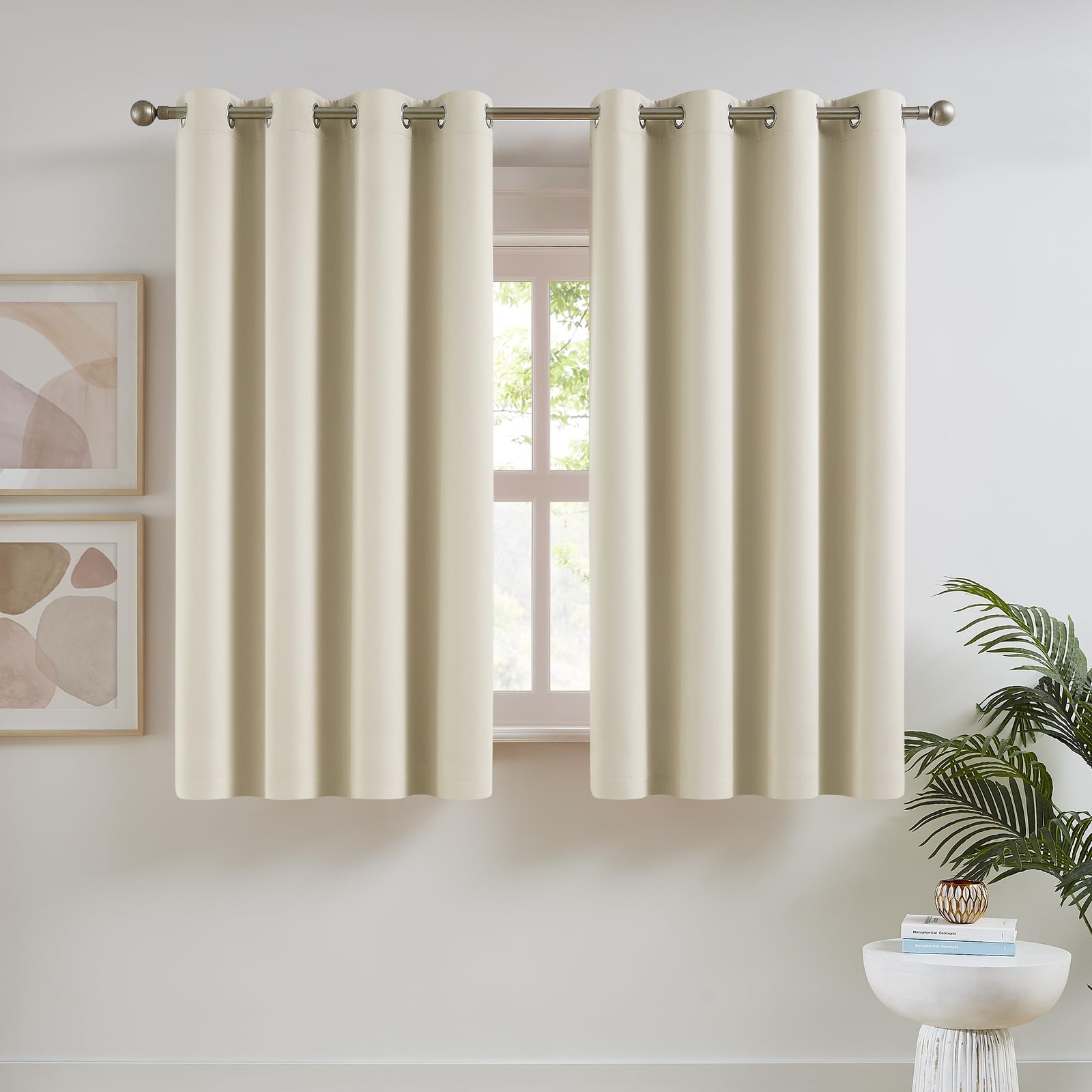 Buttercream Beige Curtains 52×45 Inch Length for Small Windows Set 2 Panels B…