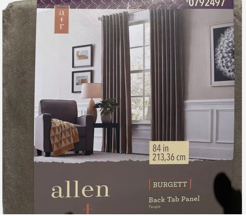 Taupe Heavyweight 84-in Back Tab Soft Velvet Window Curtain Panel (Allen + Roth)