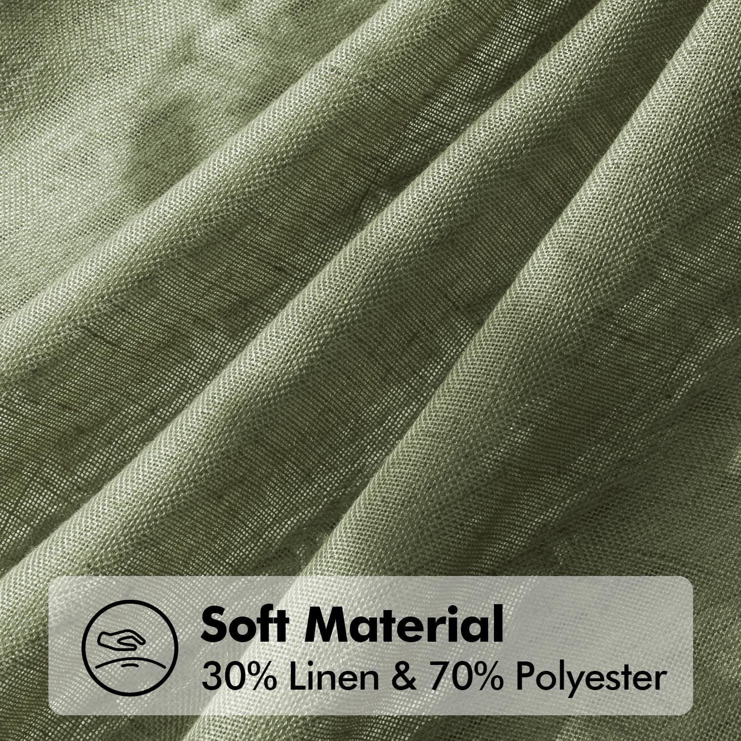ANRODUO Olive Green Semi Sheer Linen Curatins 84 inches Long Back Tab Light Filt