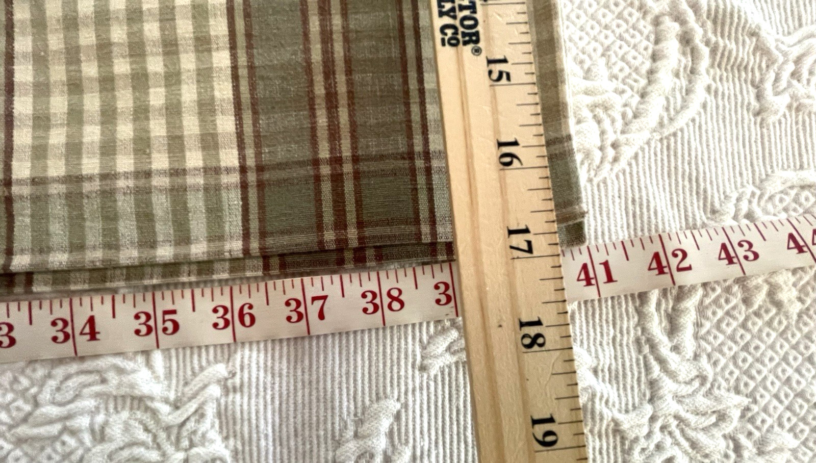 Waverly Country Valance Cream Green Plaid Rod Pocket 100% Cotton India 82″ x 17″