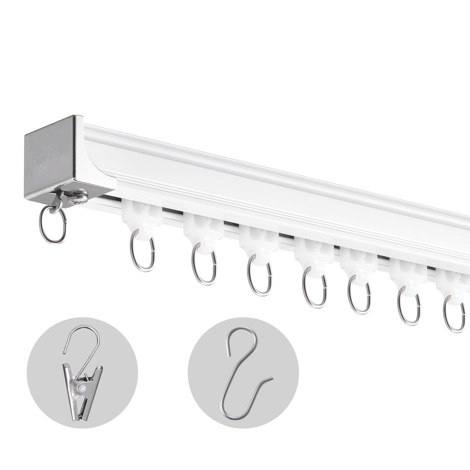 Uimoso Ceiling Curtain Track Set 17.7 FT/5.4 Meter Divider with Hooks, White