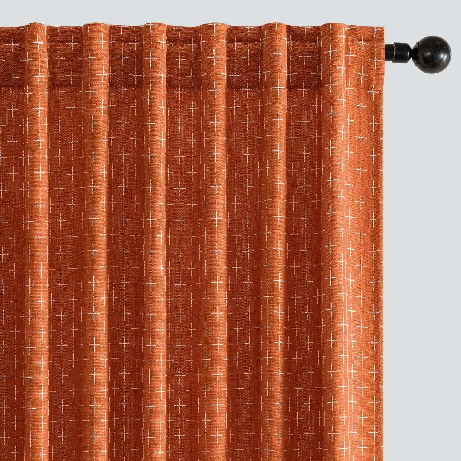 MIULEE Decorative Back Tab Linen Curtains with Geometric Pattern for Living Room