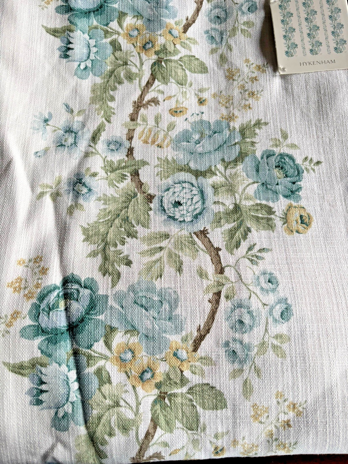 SANDERSON Hykenham Floral Cottage Cotton Curtains 2 Drapes 50″ x 84” Blue