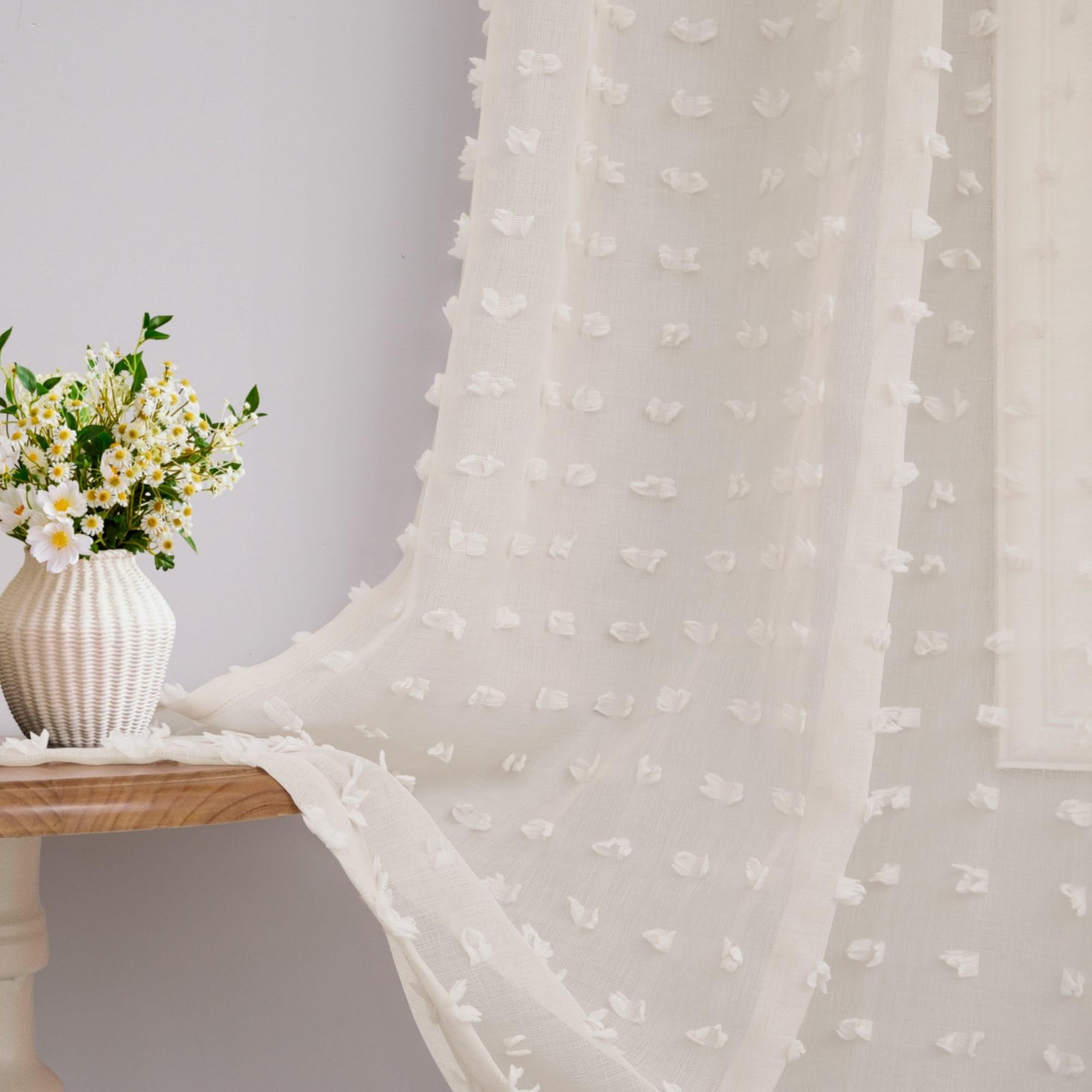 Beige Sheer Curtains 84 Inches Long for Bedroom Living Dining Room Cute Boho …