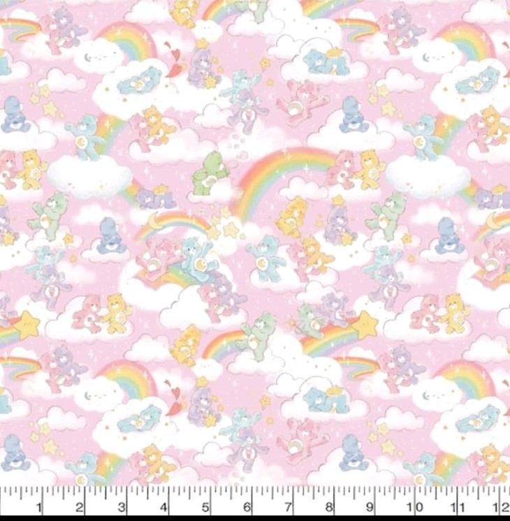LINED WINDOW VALANCE CURTAIN 42 X 15 CARE BEARS RAINBOW