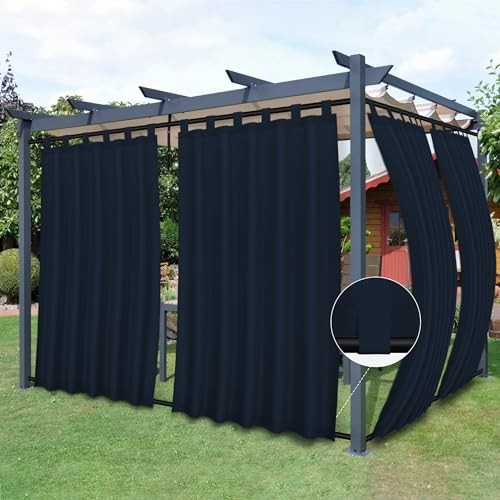 Outdoor Patio Curtains Detachable Tab Top 54″W x 84″L (Pack of 2) Navy
