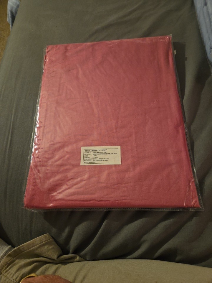 The Company Store Chambray Voile Rod Pocket Panels 44” X 84”-Peony (Pink)