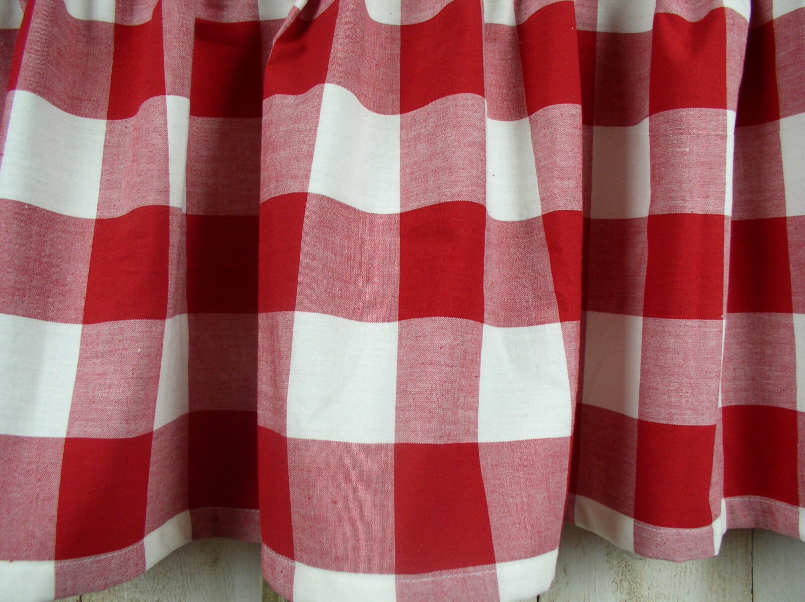 Red & White 2″ Buffalo Check Homespun Farmhouse Curtain Kitchen Valance Runner